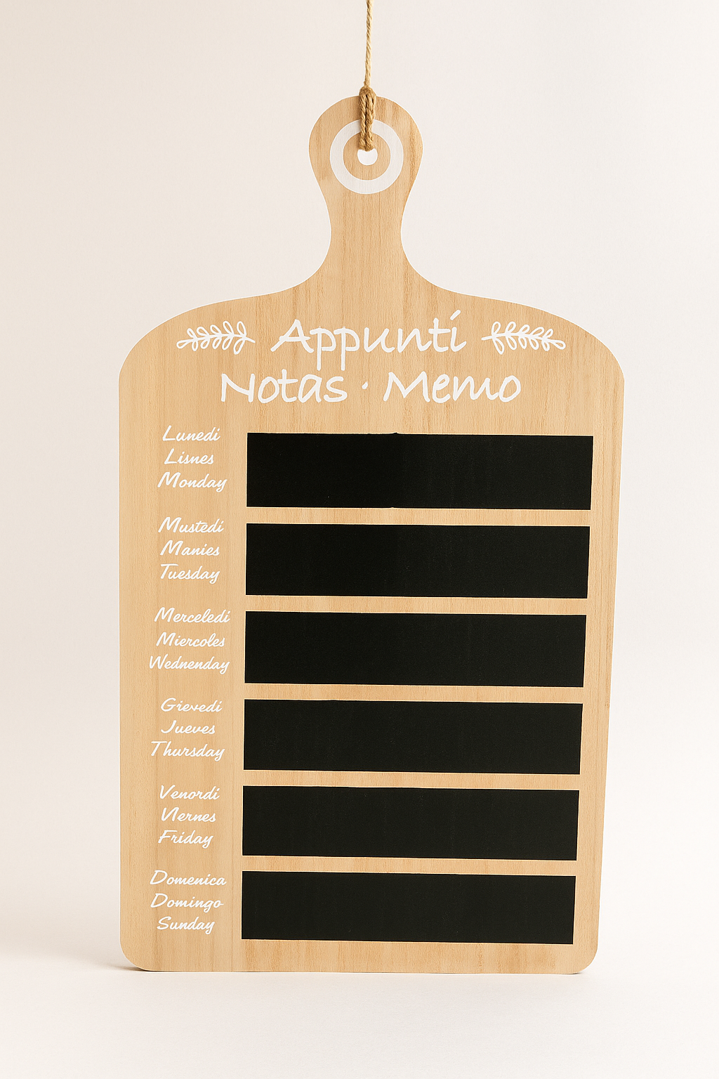 Multilingual Wooden Weekly Planner Memo Board – Rustic Hanging Chalkboard for Weekly Notes