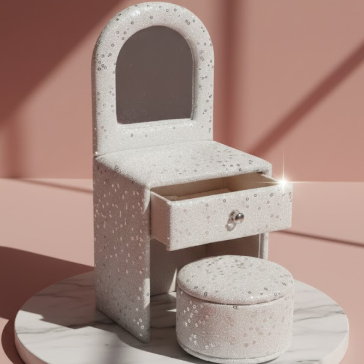 The "Glitter Dreams" Mini Vanity & Ottoman Set