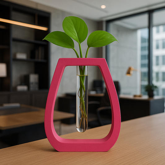 Pink Minimalist Vase with Glass Tube