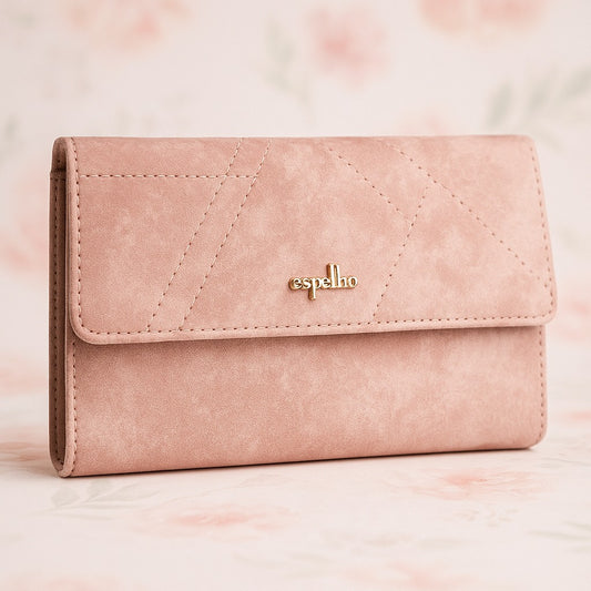 VelvaMist Foldover Wallet – Elegant Soft-Touch Suede Finish