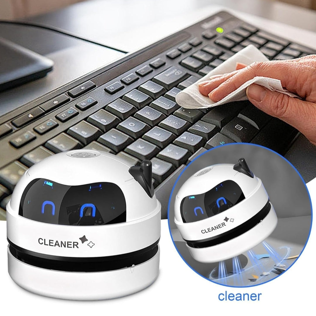 Mini Robot Vacuum Cleaner – USB Rechargeable Desktop & Keyboard Dust Cleaner