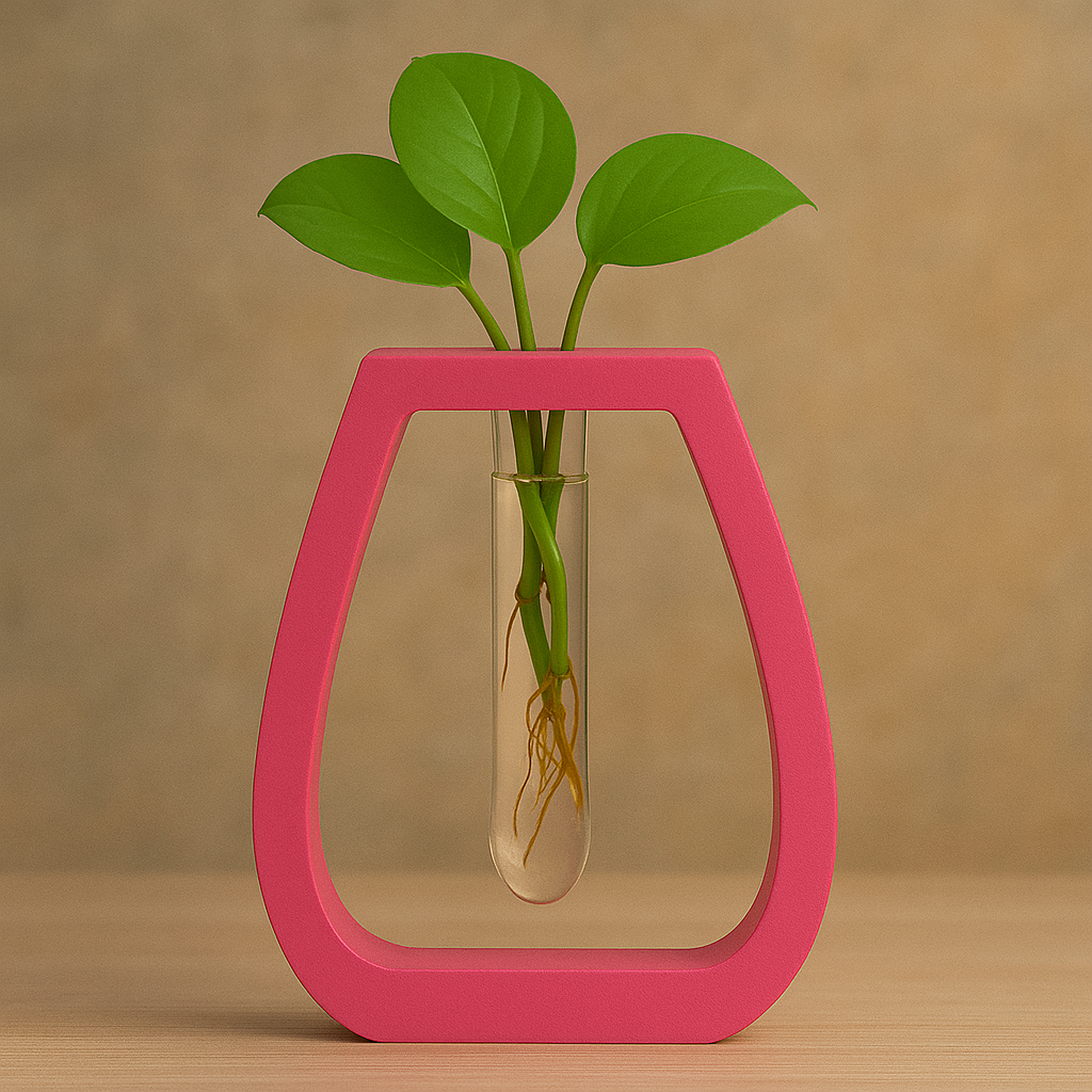Pink Minimalist Vase with Glass Tube