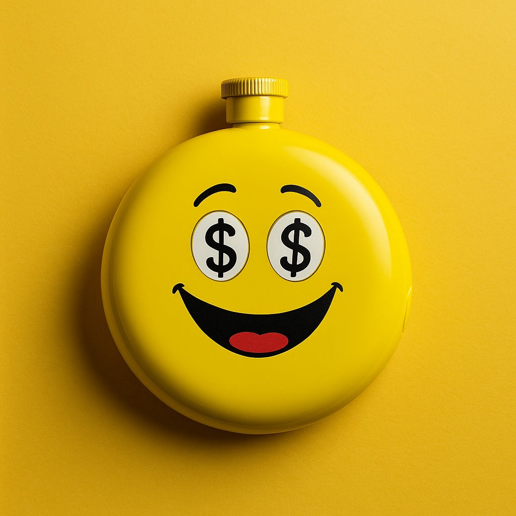 Winky Smiley, Angry , Money Bottle – Quirky Emoji Round Water Sipper