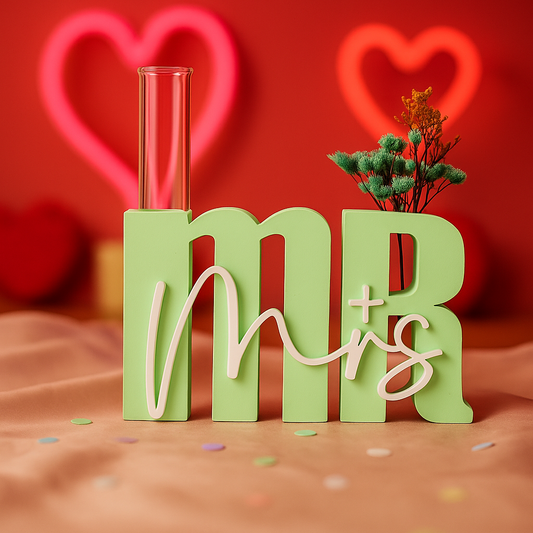 Mr & Mrs Decorative Love Vase with Glass Tube