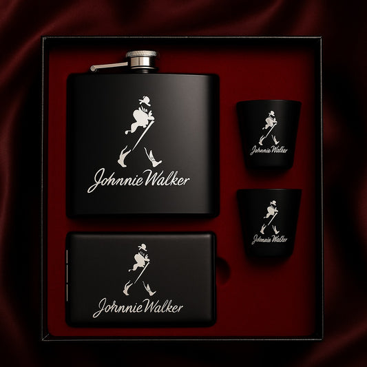 Jack Daniels &Johnnie Walker-Inspired Premium Flask Gift Set –