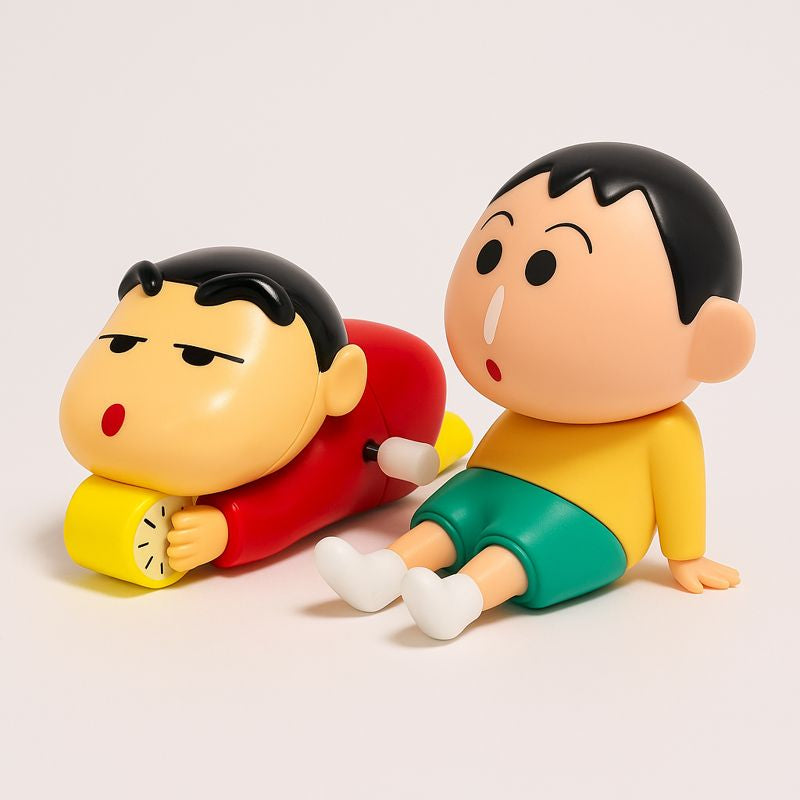 Shinchan Fun Duo Combo™ | Cute Mobile Holder + Wind-Up Toy Set - Assorted holder (Anime-Inspired | Jus Hamper Exclusive)
