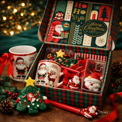 Festive Christmas Joy Hamper – Santa Mug, Tree Décor, Cute Santa Stapler & Gift Box