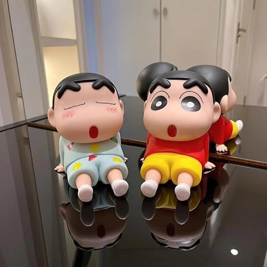 Shinchan Fun Duo Combo™ | Cute Mobile Holder + Wind-Up Toy Set - Assorted holder (Anime-Inspired | Jus Hamper Exclusive)
