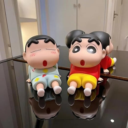 Shinchan Fun Duo Combo™ | Cute Mobile Holder + Wind-Up Toy Set - Assorted holder (Anime-Inspired | Jus Hamper Exclusive)