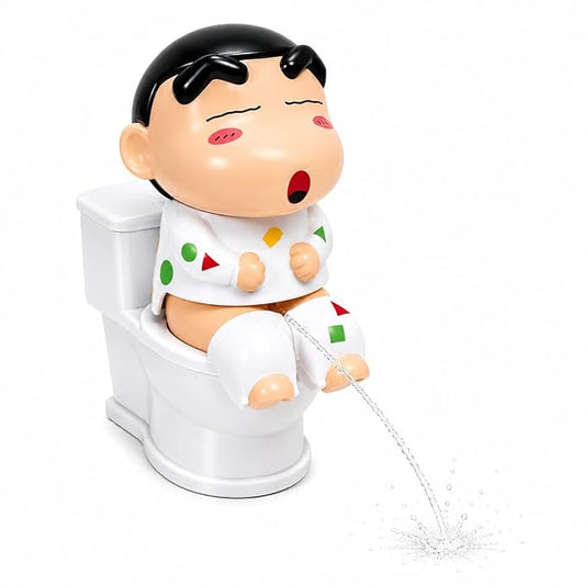 Susu Shin-chan Pissing Toilet Prank Set(Pack of 1) 13cm Leak-Free Water Base | Interactive Mini Water Spray Squeeze-Refillable Water Prank Toy