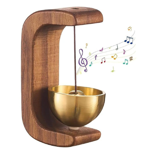 Vintage Wood Bell - C-Shape Magnetic Entry Door Chime for Home, Office, Restaurant, and Porch Decor