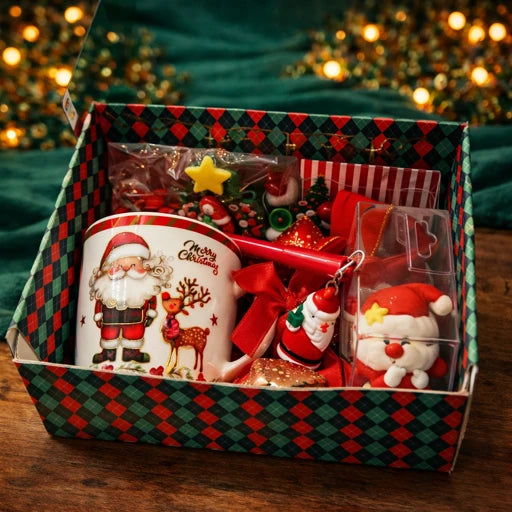 Festive Christmas Joy Hamper – Santa Mug, Tree Décor, Cute Santa Stapler & Gift Box