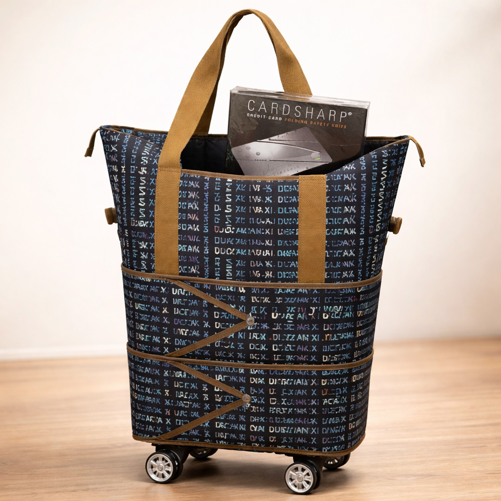 Foldable Trolley Shopping Bag + CardSharp Safety Knife Combo