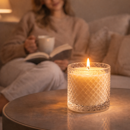 Elegant Crystal Glass Scented Candle with Lid