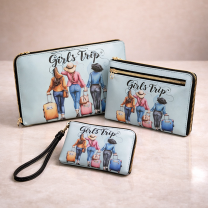 Women’s Fashion Print Zipper Pouch & Wristlet Clutch