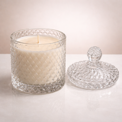 Elegant Crystal Glass Scented Candle with Lid