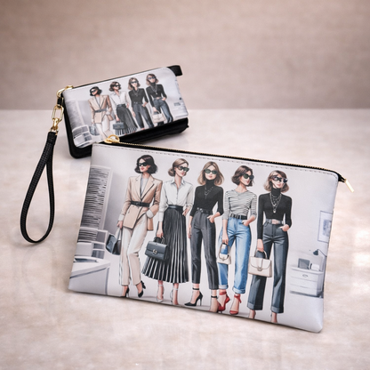 Women’s Fashion Print Zipper Pouch & Wristlet Clutch