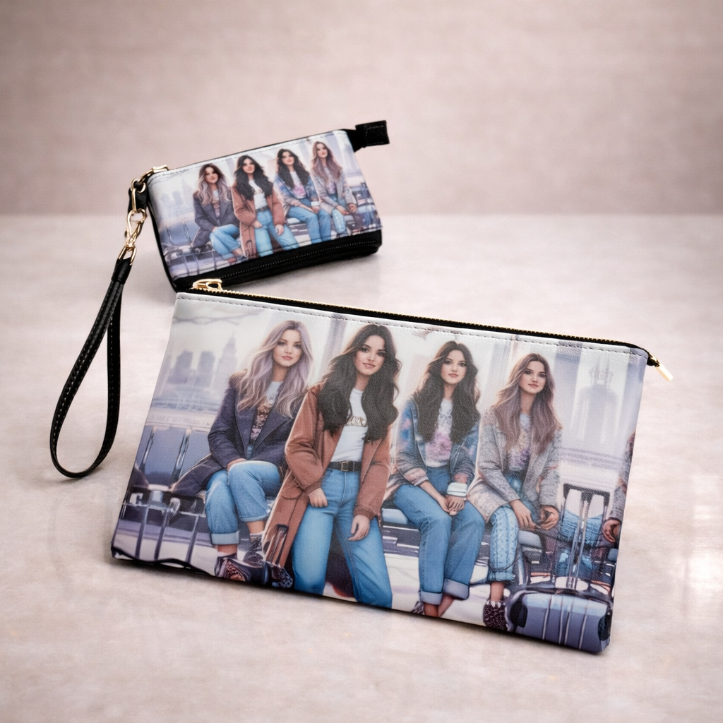 Women’s Fashion Print Zipper Pouch & Wristlet Clutch