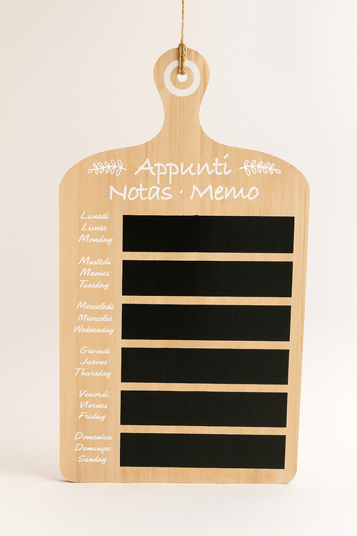 Multilingual Wooden Weekly Planner Memo Board – Rustic Hanging Chalkboard for Weekly Notes