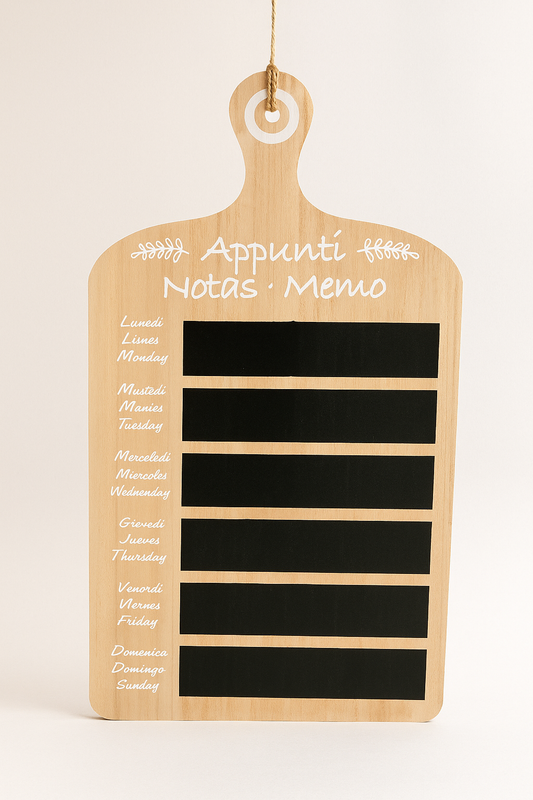 Multilingual Wooden Weekly Planner Memo Board – Rustic Hanging Chalkboard for Weekly Notes