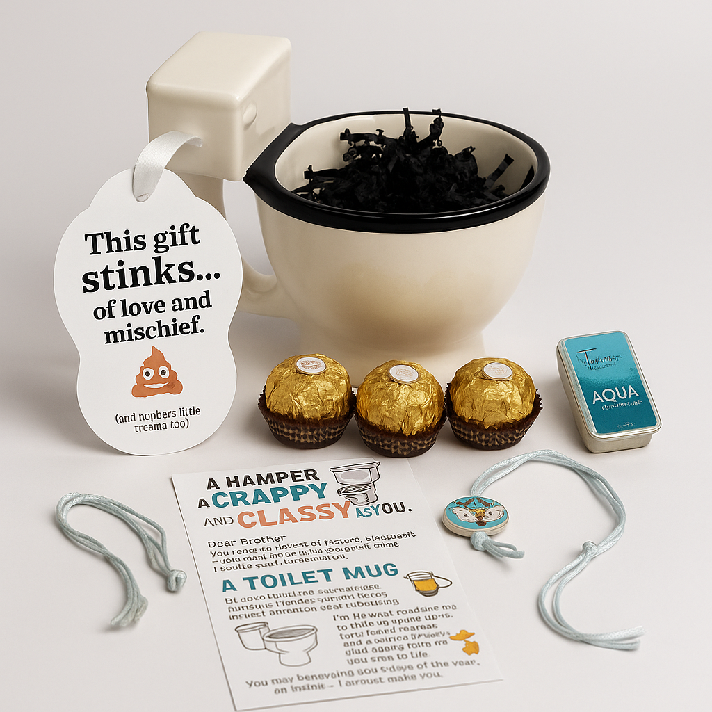 “Stinks of Love” Toilet Mug Rakhi Hamper – Quirky Gift for Brothers