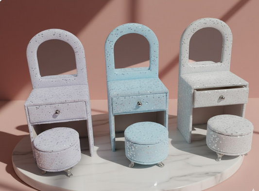 The "Glitter Dreams" Mini Vanity & Ottoman Set