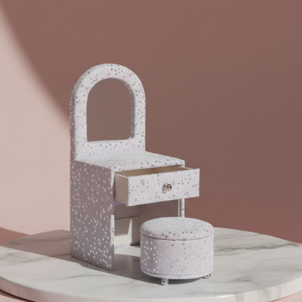 The "Glitter Dreams" Mini Vanity & Ottoman Set