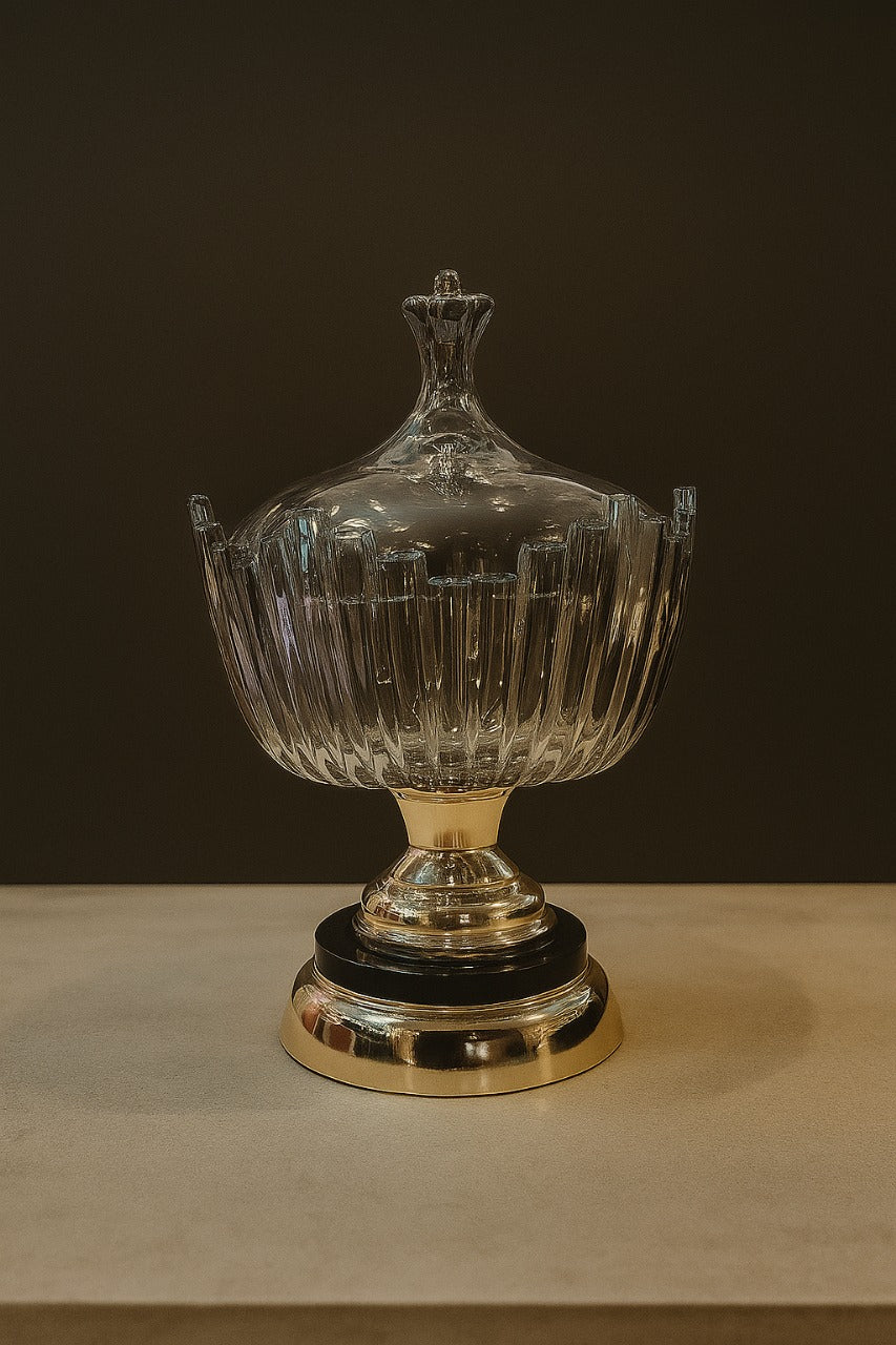 Royal Crystal Candy Jar with Gold Pedestal