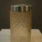 Diamond-Cut Glass Storage Jar with Metallic Lid