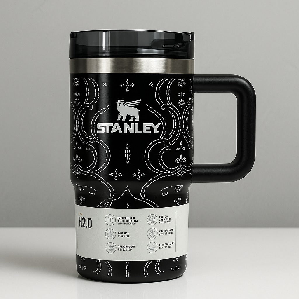 Stanley Quencher H2.0 – Black Bandana Edition 40oz Tumbler with FlowState™ Lid & Handle