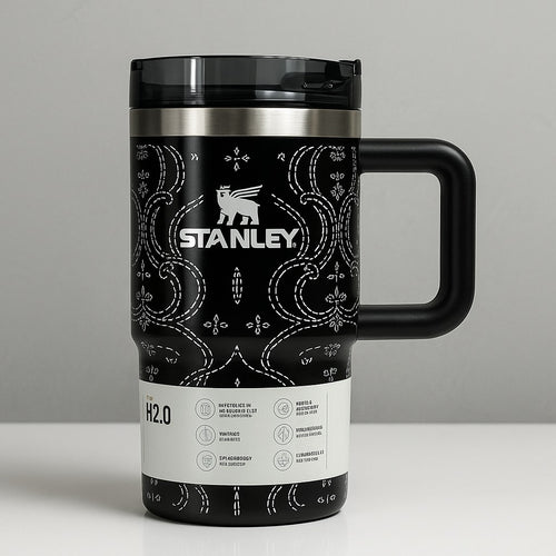Stanley Quencher H2.0 – Black Bandana Edition 40oz Tumbler with FlowState™ Lid & Handle