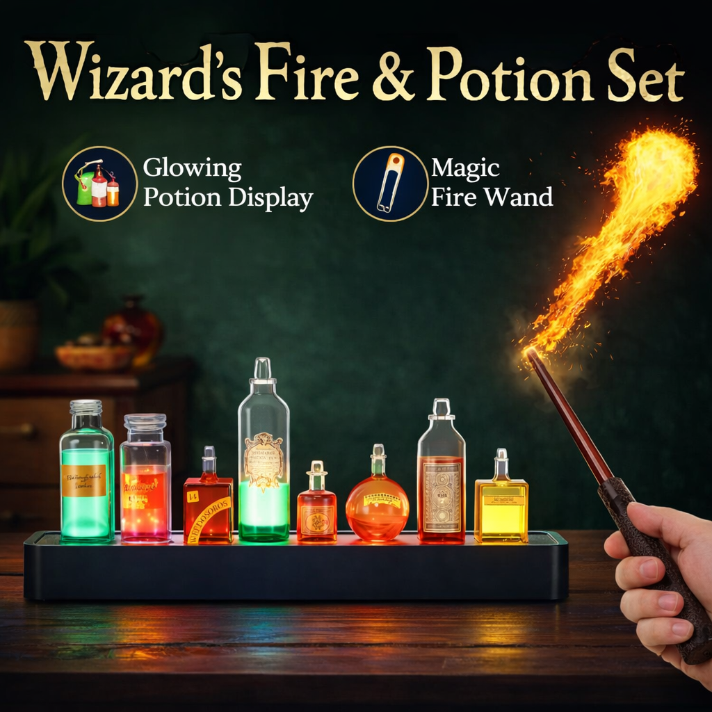 Wizard’s Fire Wand & Potion Set – Magical Shelf Lamp + Magic Fire Wand Experience