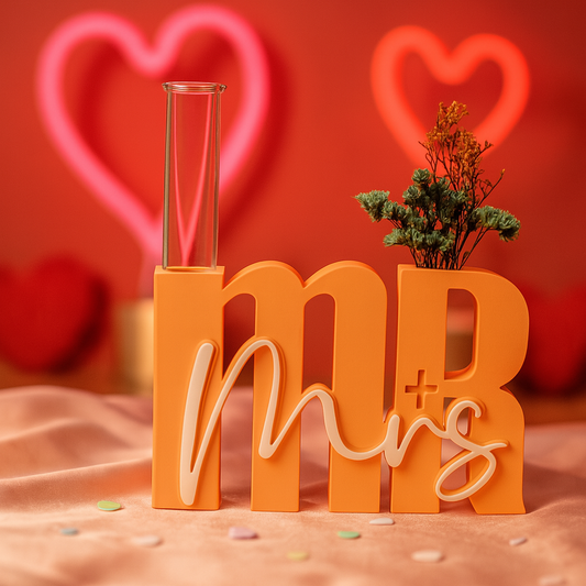Mr & Mrs Decorative Love Vase with Glass Tube