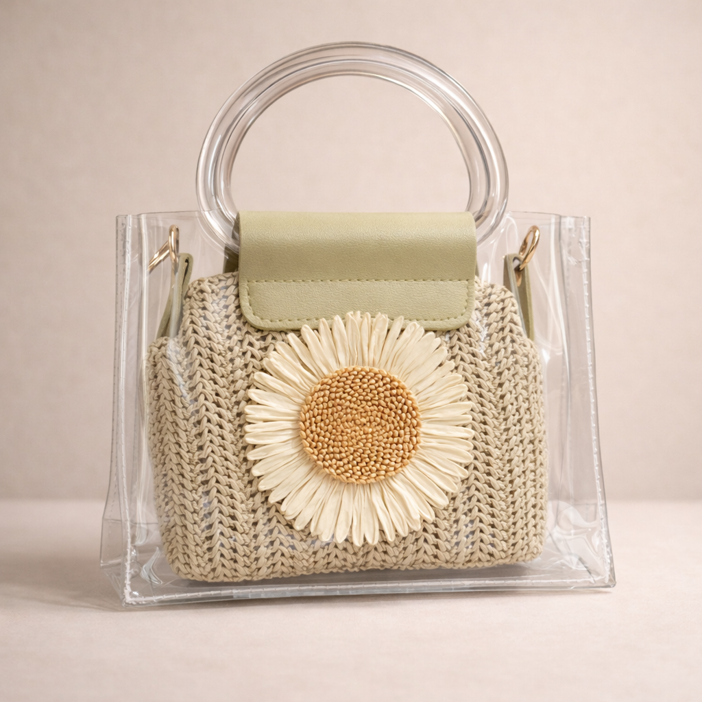 Daisy Handbag with Knitted Pouch