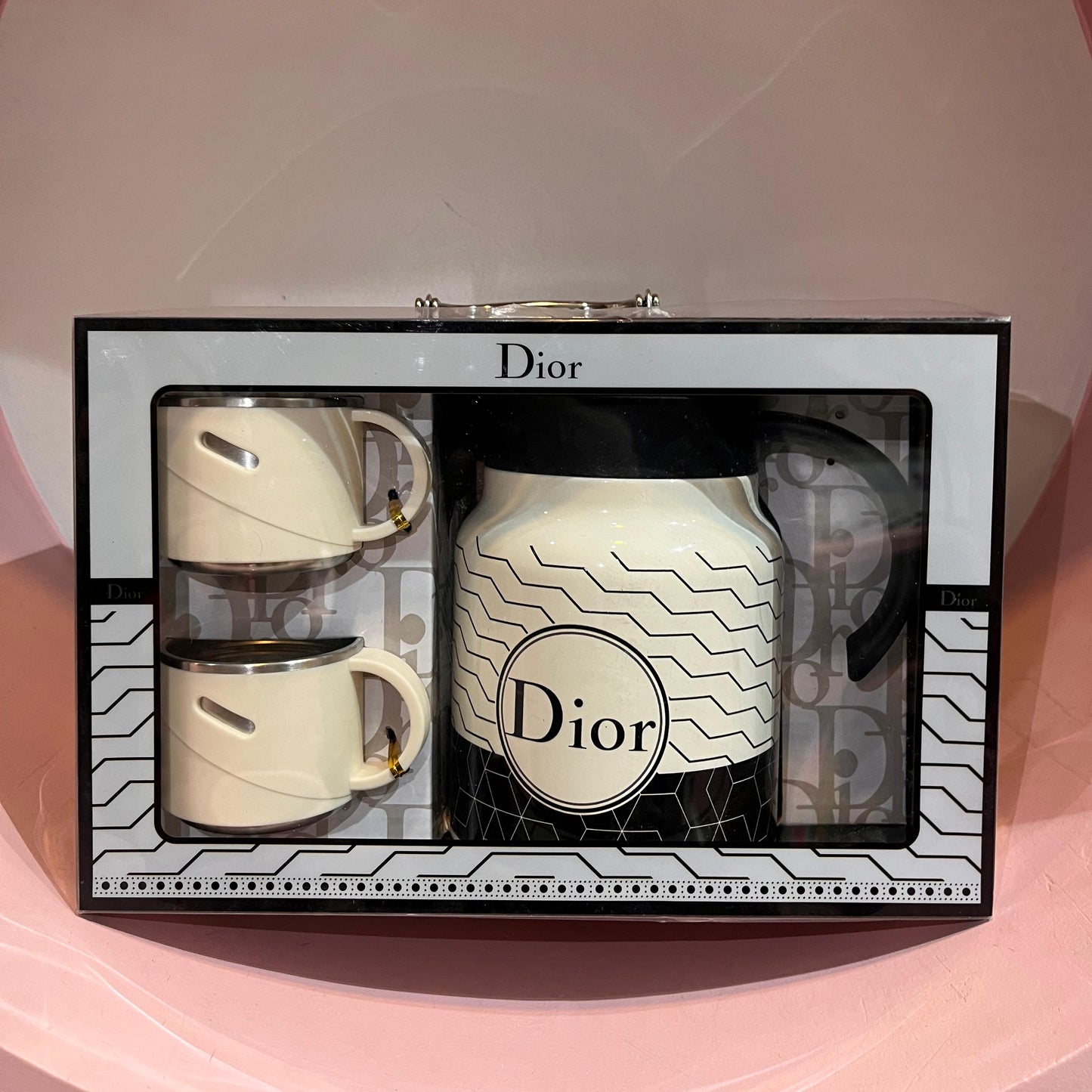Luxury Vacuum Flask Gift Set with 2 Cups – Premium Designer Style Coffee Mug Combo