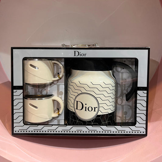 Luxury Vacuum Flask Gift Set with 2 Cups – Premium Designer Style Coffee Mug Combo