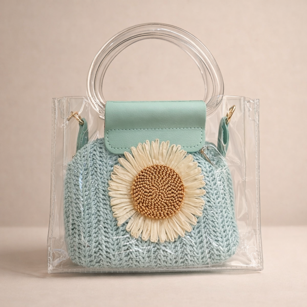 Daisy Handbag with Knitted Pouch