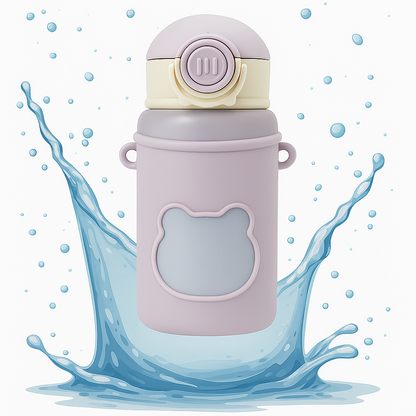 Kawaii Bear Silicone Water Bottle – Leak-Proof & Portable for Kids