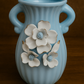Pastel Floral Ceramic Vase with Handles – Available in Blue & Pink