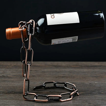 Magic Iron Wine Bottle Holder Stand Rack – Floating Chain Design