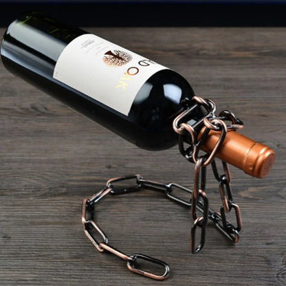 Magic Iron Wine Bottle Holder Stand Rack – Floating Chain Design