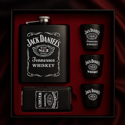 Jack Daniels &Johnnie Walker-Inspired Premium Flask Gift Set –