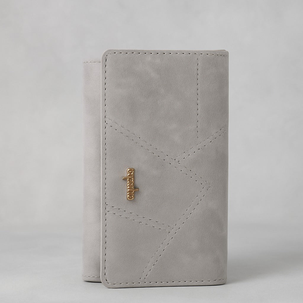 VelvaMist Foldover Wallet – Elegant Soft-Touch Suede Finish