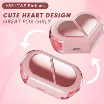 K520 Heart Shape Foldable Wireless Earbuds !