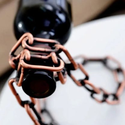 Magic Iron Wine Bottle Holder Stand Rack – Floating Chain Design