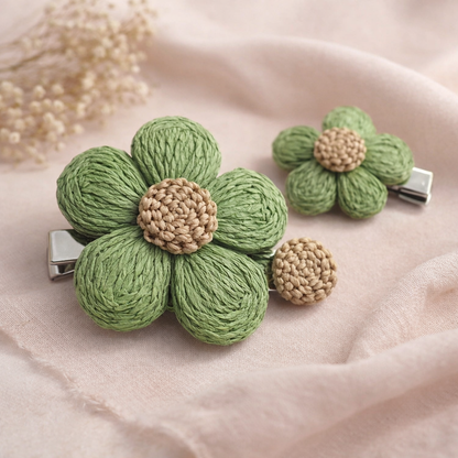 Handmade Floral Raffia Drop Earrings