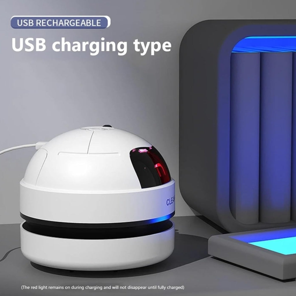 Mini Robot Vacuum Cleaner – USB Rechargeable Desktop & Keyboard Dust Cleaner