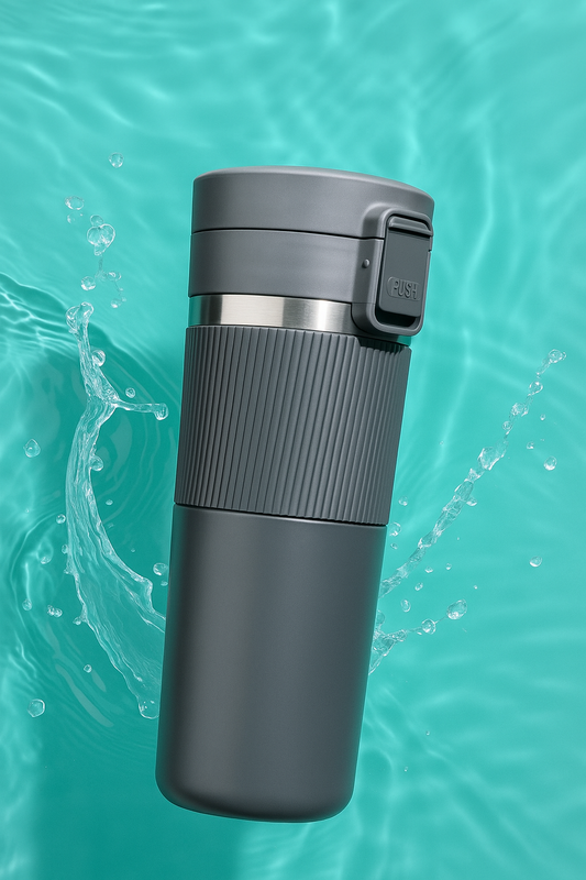 HydroLock™ Spill-Proof Travel Tumbler – Matte Charcoal Edition