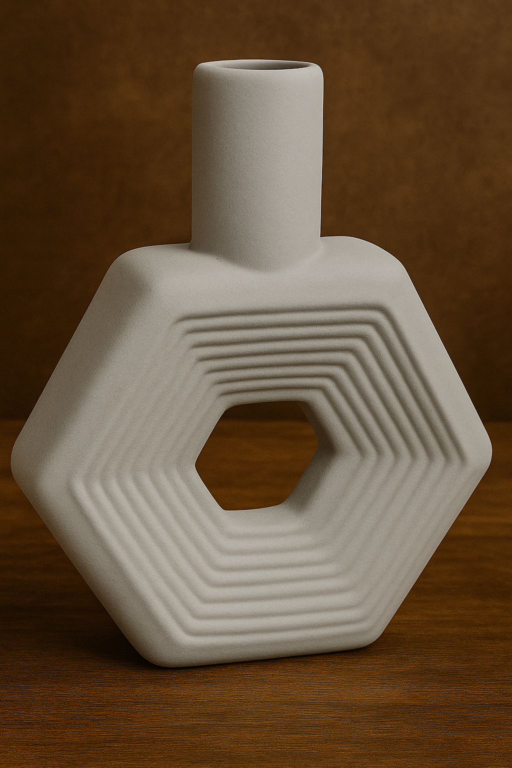 Nordic Hexa Loop Ceramic Vase – Sculptural Minimalist Decor