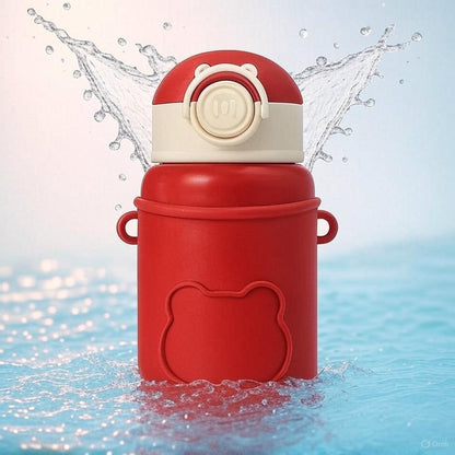 Kawaii Bear Silicone Water Bottle – Leak-Proof & Portable for Kids